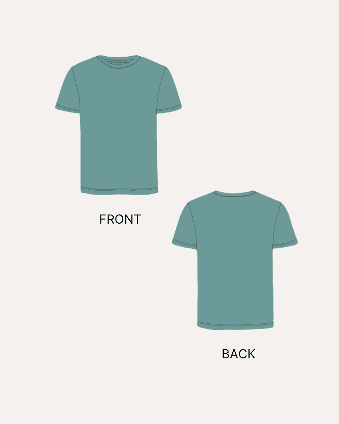 Men's T-shirt sewing pattern illustration front and back