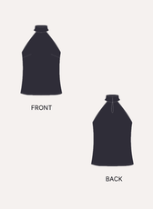 Front and back sewing pattern illustrations for 'Miley' halter top