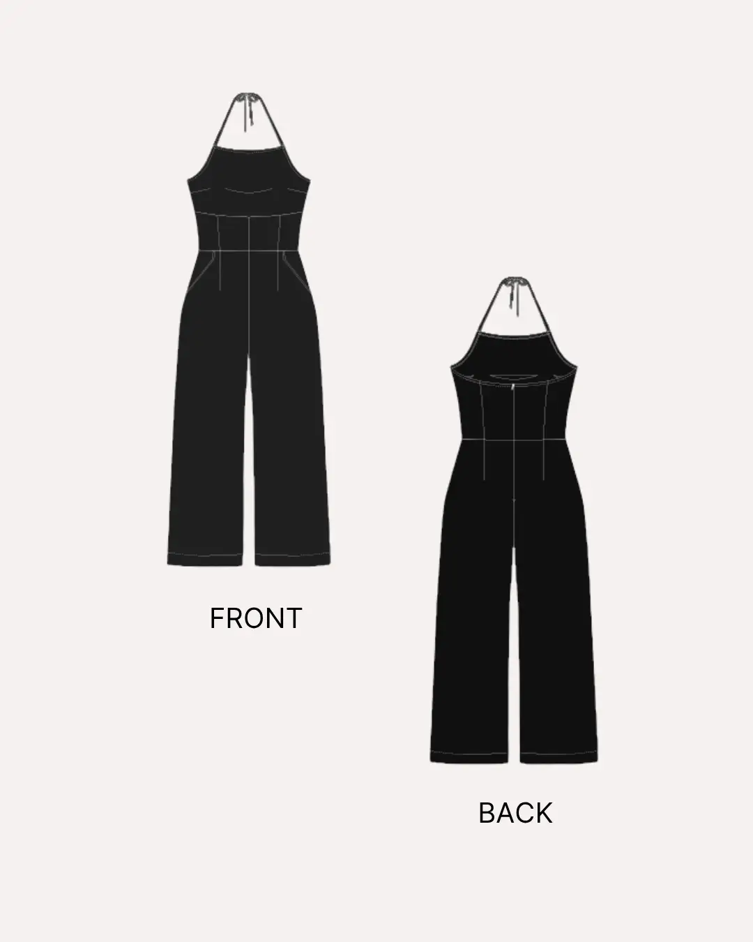 Tie-up Halter Neck Jumpsuit Sewing Pattern 'Lorraine'