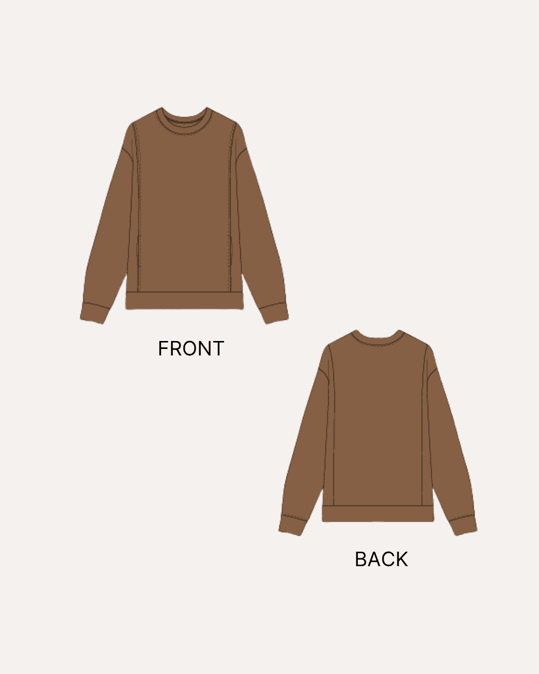Front and back views of men's sweatshirt 'Brian' sewing pattern with detailed illustration