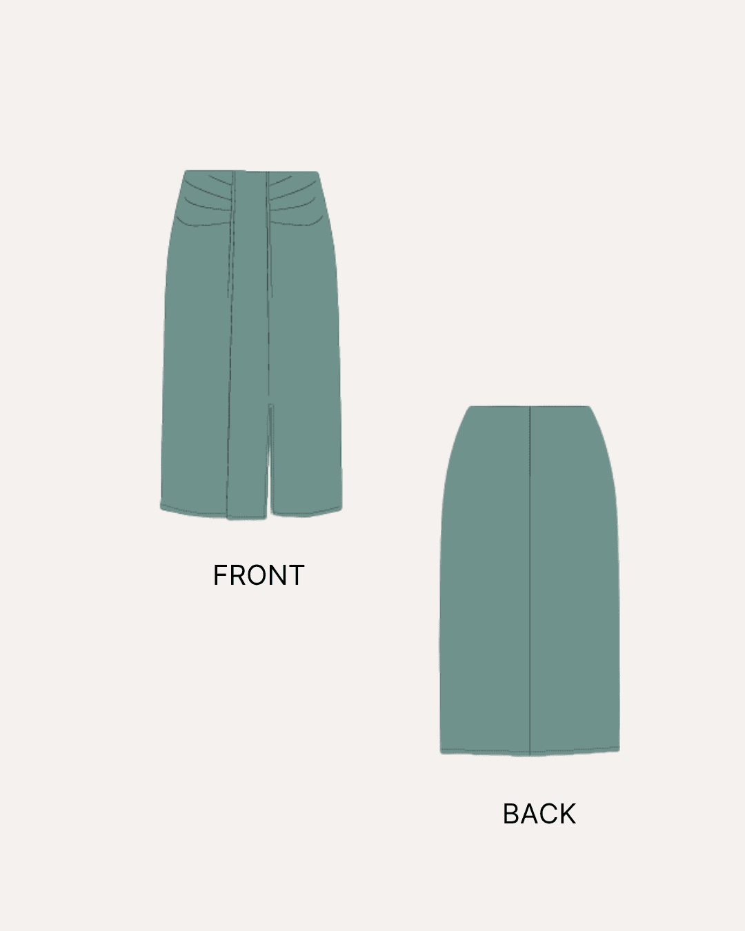 Women's midi skirt technical illustration