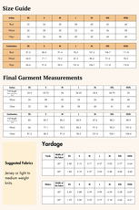 Size and Fabric guide of midi dress sewing pattern from winslet's patterns