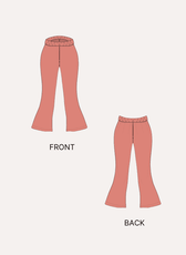 Illustration of front and back view of women's flared pants 'Brook' sewing pattern