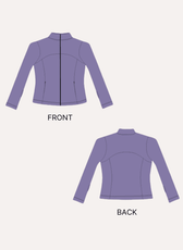 Size guide and fabric yardage chart for women's sports jacket sewing pattern
