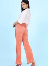 Rear angle of the 'Brook' flared pants sewing pattern. Designed with a high-waisted fit and stylish wide-leg silhouette for a sophisticated look.