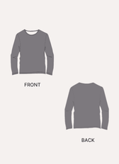 Front and back view of gray long sleeve T-shirt sewing pattern