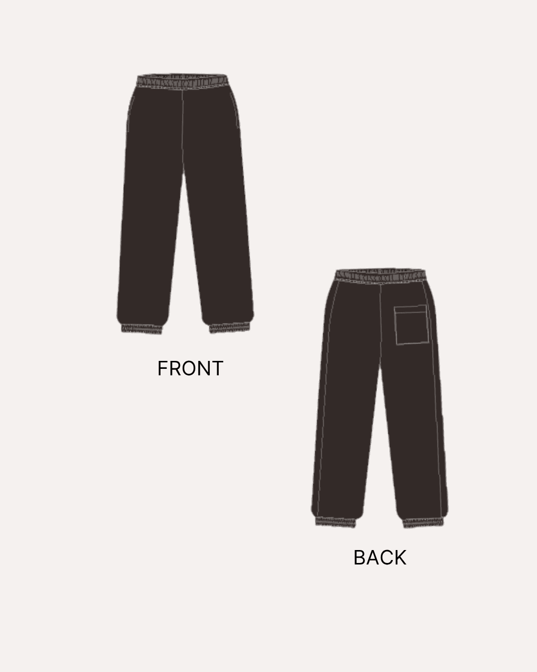Front and back illustrations of men's joggers 'Louis' sewing pattern