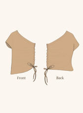 2D sketch of one shoulder kimono top sewing pattern from winslet's patterns