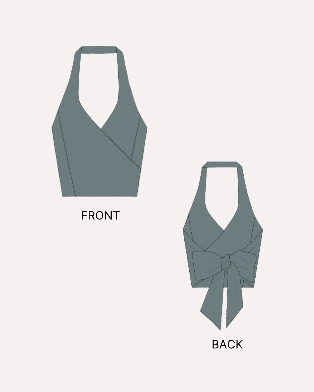 Halter Tie-back Crop Top Sewing Pattern 'Cassie'