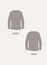 Front and back view of gray long sleeve T-shirt sewing pattern