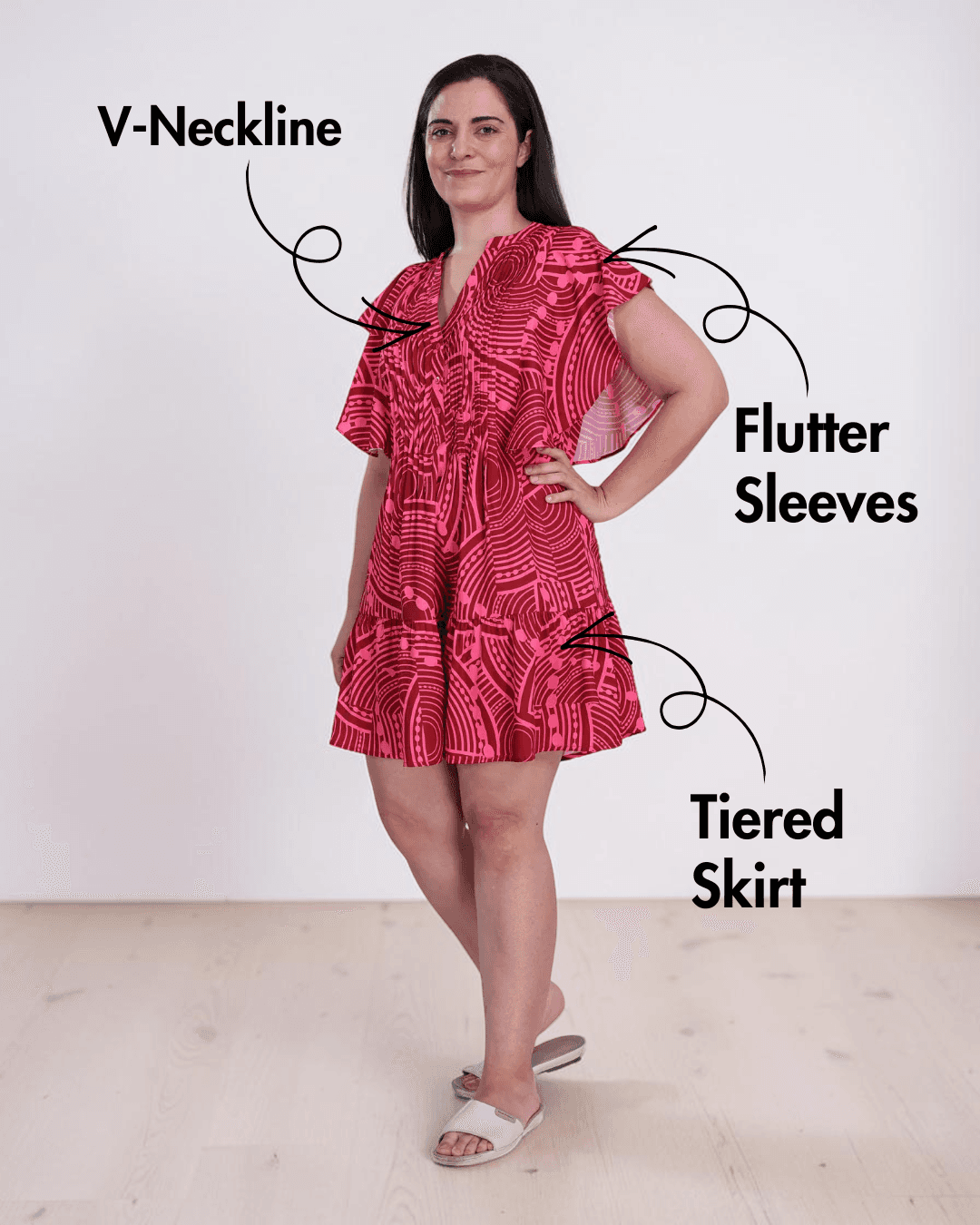 Flutter Sleeve Dress Sewing Pattern 'Euphoria' | V Neck Short Dress Flutter Sleeve Dress Sewing Pattern 'Euphoria' | V Neck Short Dress