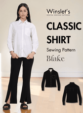 White women's classic shirt with structured collar, front button placket, back yoke with pleat, and buttoned cuffs