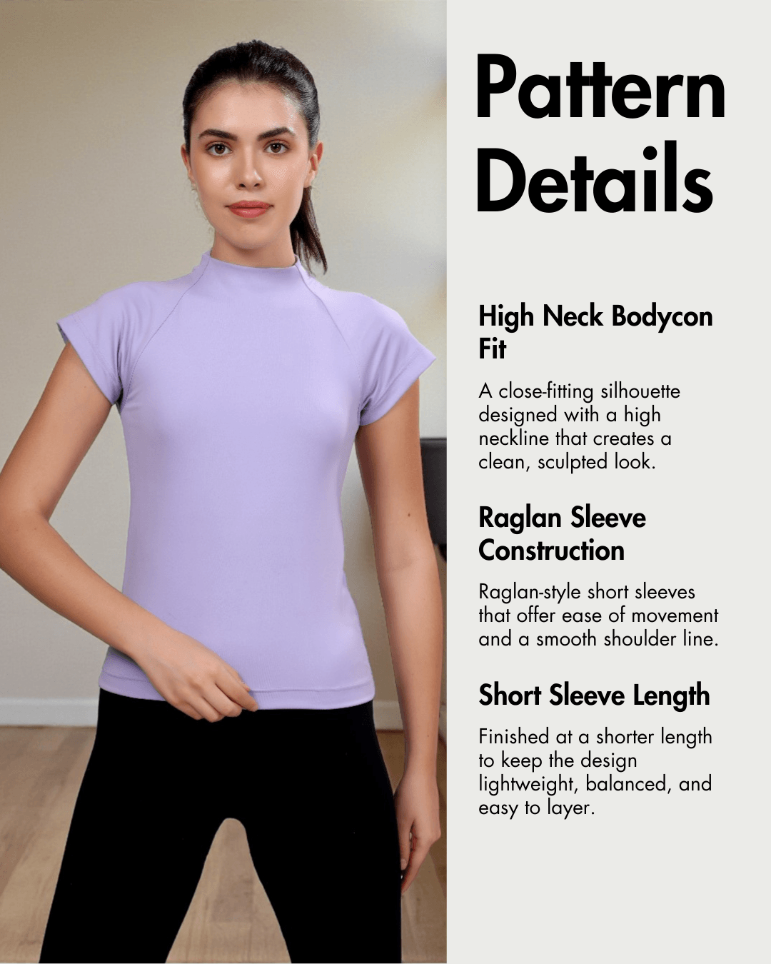 Raglan High Neck Top Sewing Pattern Frankie pattern details