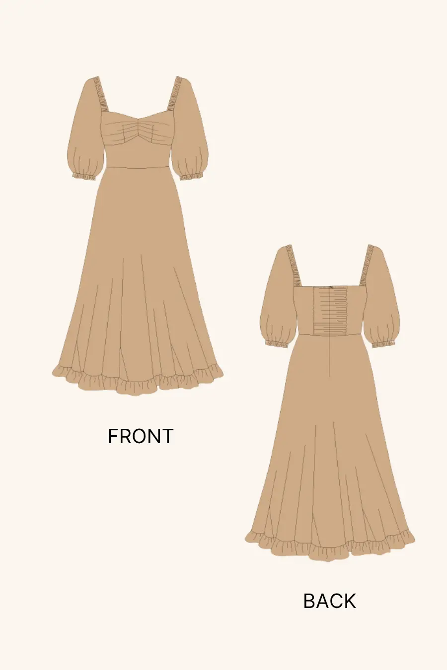 Fit & Flared Midi Dress Sewing Pattern 'Yasmin'