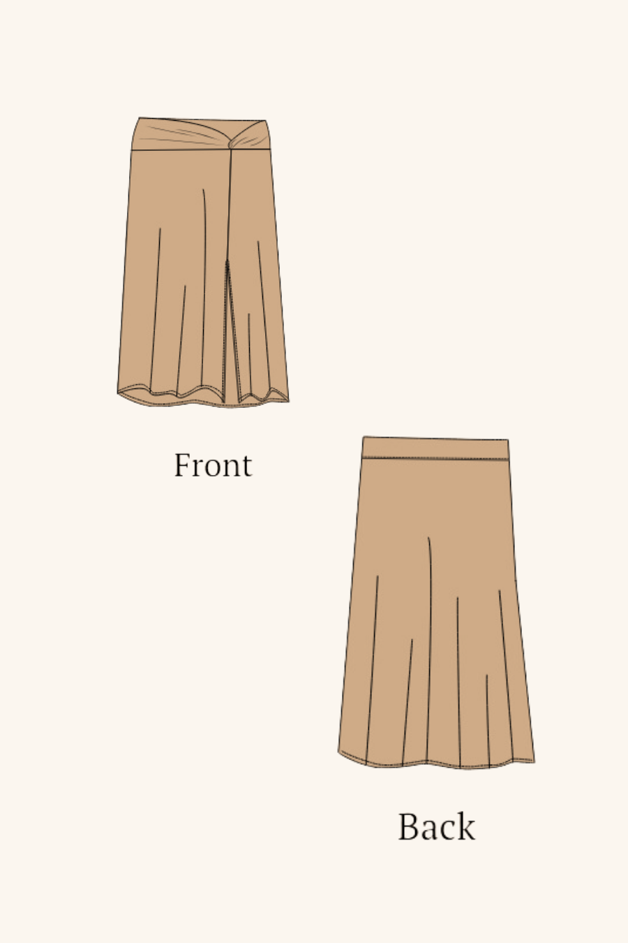 2d sketch of twist knot skirt