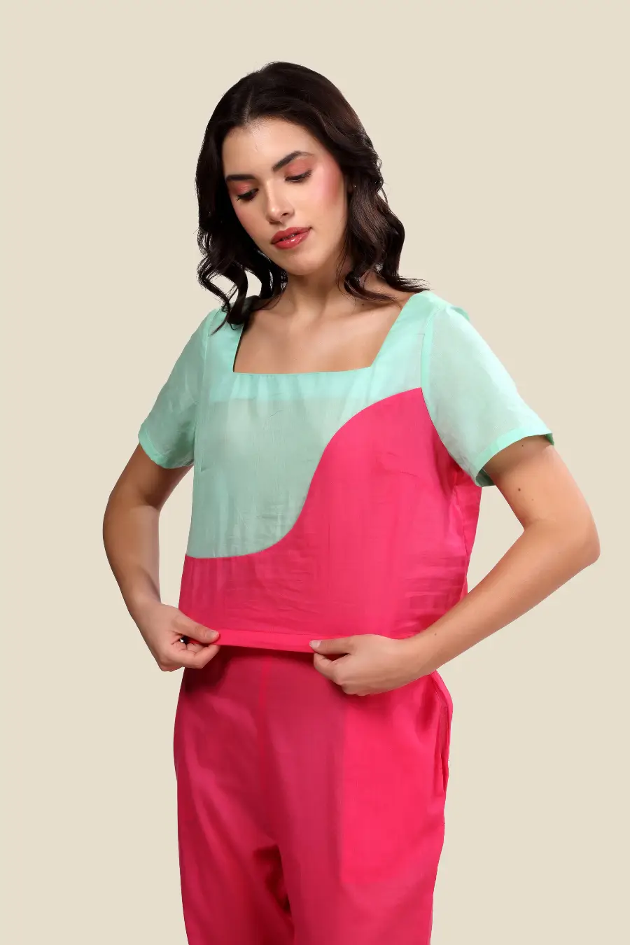 Square-Neck Top and Full Length Pants Coord Set Sewing Pattern 'Mary'