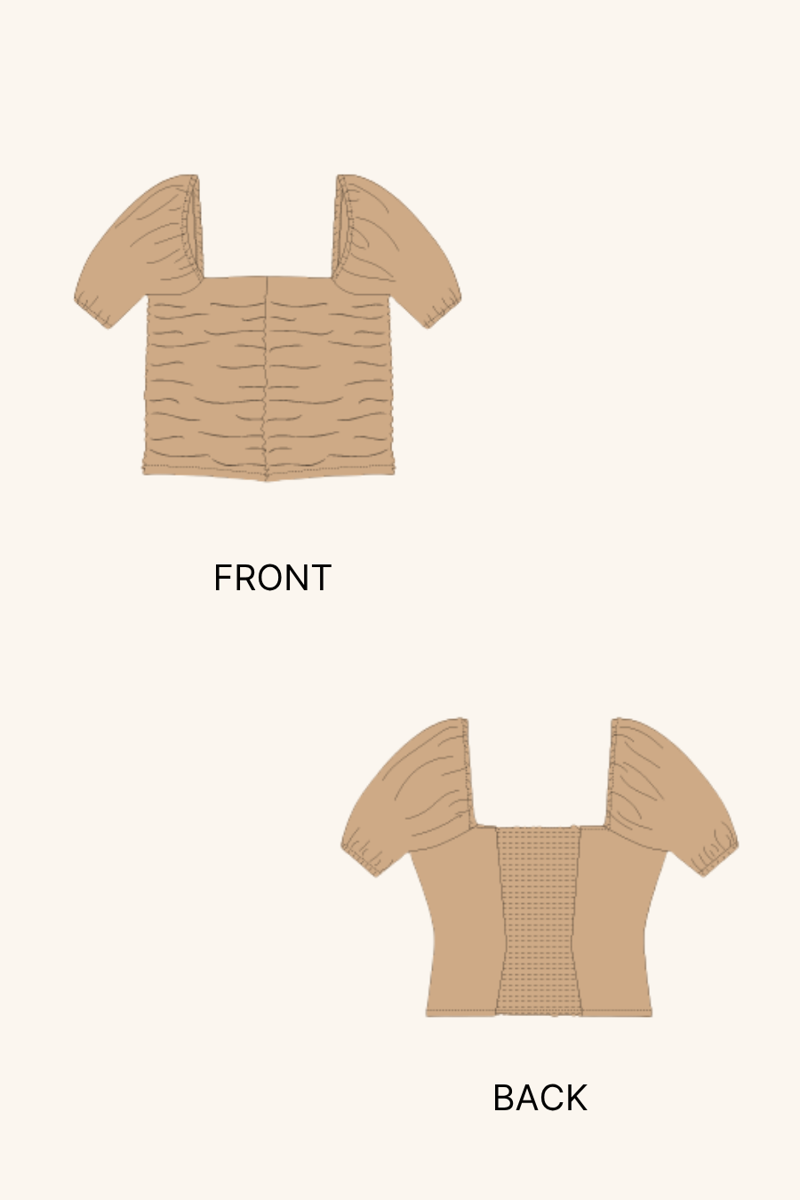 Puff Sleeves Ruched Top Sewing Pattern 'Maple'