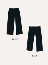 Illustration of front and back view of wide leg trousers sewing pattern 'Margot' in clothing sewing patterns