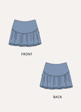 Front and back illustrations of mini flounce skirt sewing pattern