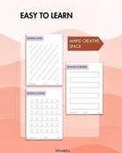 Digital sewing practice sheets with sewing lines, curves, and figures for easy learning