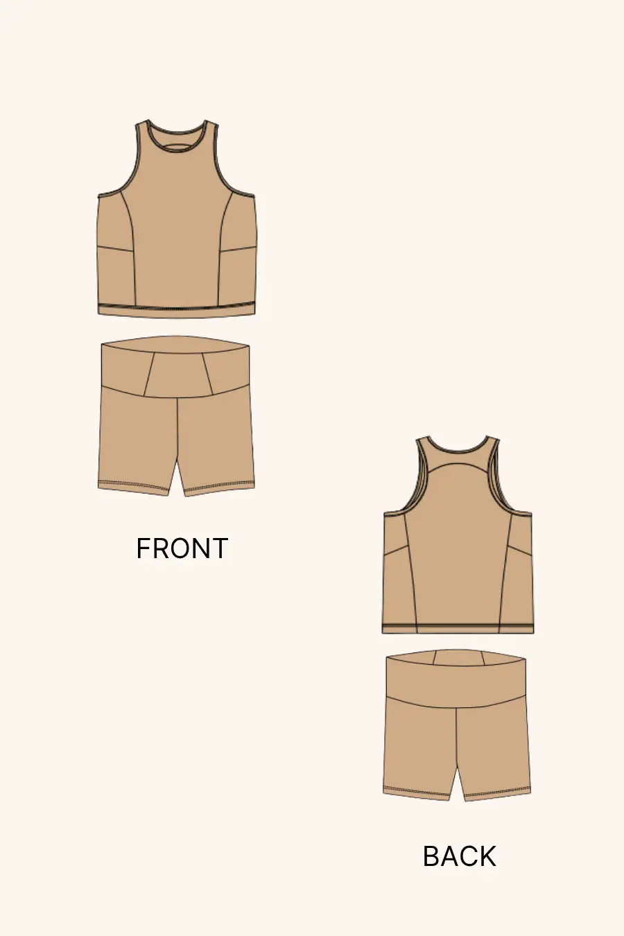 Sporty Coord Set Sewing Pattern - Tank Top & Biker Shorts