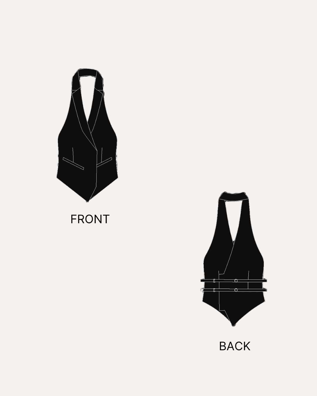 Pattern Illustrations for Halter vest sewing pattern
