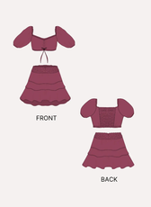 Shirred Crop Top & Tiered Mini Skirt Set Sewing Pattern 'Mariposa'