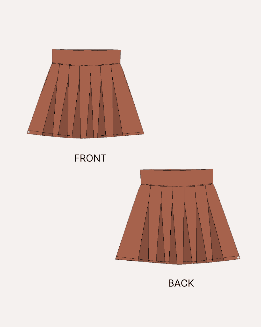 Women's Box Pleat Flared Mini Skirt PDF Sewing Pattern 'Ophelia