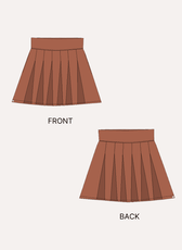 Pleated skirt sewing pattern with front and back views