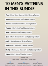 Men’s Capsule Wardrobe Bundle: 10 Essential Sewing Patterns