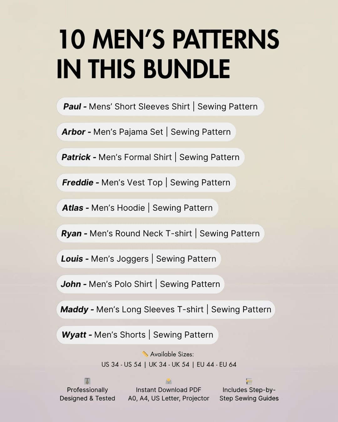 Men's Capsule Wardrobe Bundle Sewing Patterns