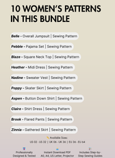 Women's Capsule Wardrobe Bundle: 10 Essential Sewing Patterns