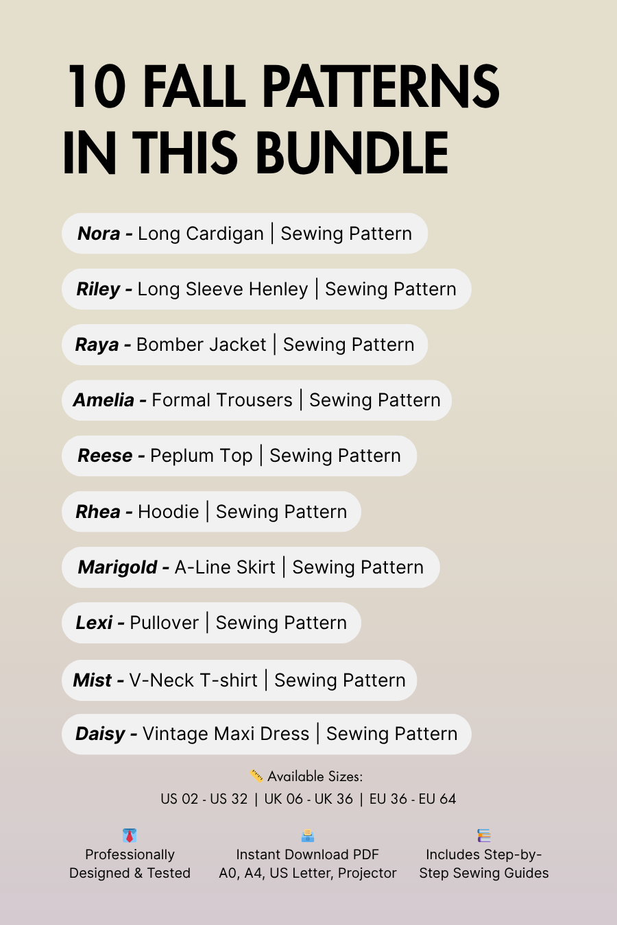 Fall Layers Bundle: 10 Essential Patterns for Your Fall Wardrobe