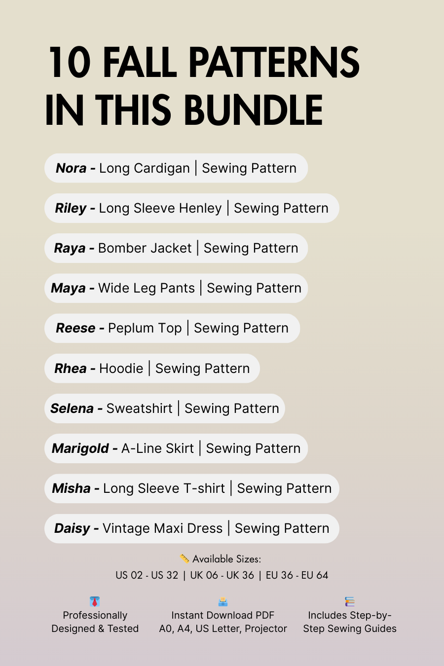 Fall Layers Bundle: 10 Essential Patterns for Your Fall Wardrobe