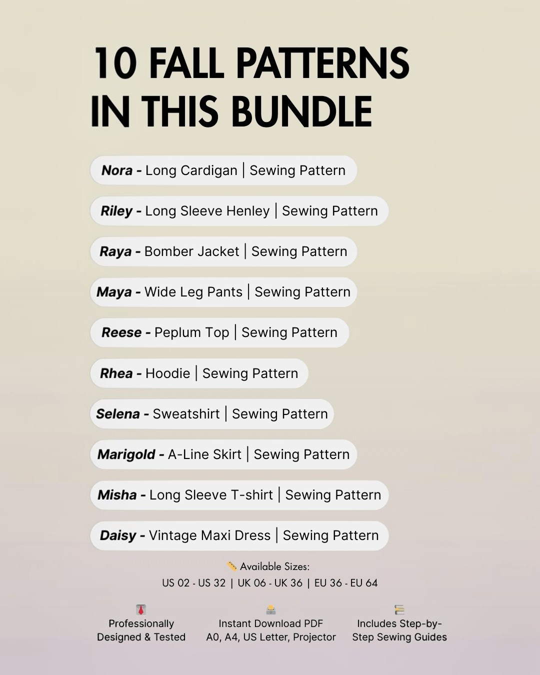 Women's Fall Layers Capsule Bundle: 10 Essential Patterns