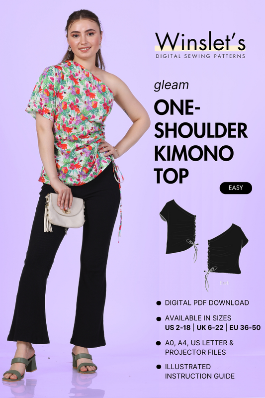 One Shoulder Kimono Top Sewing Pattern 'Gleam'