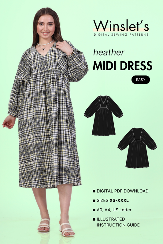 Midi Dress Sewing Pattern 'Heather'