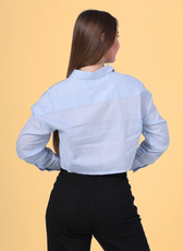 Back view of the Juniper Utility Shirt, displaying its structured yoke and relaxed fit. A sewing pattern designed for comfort and style.