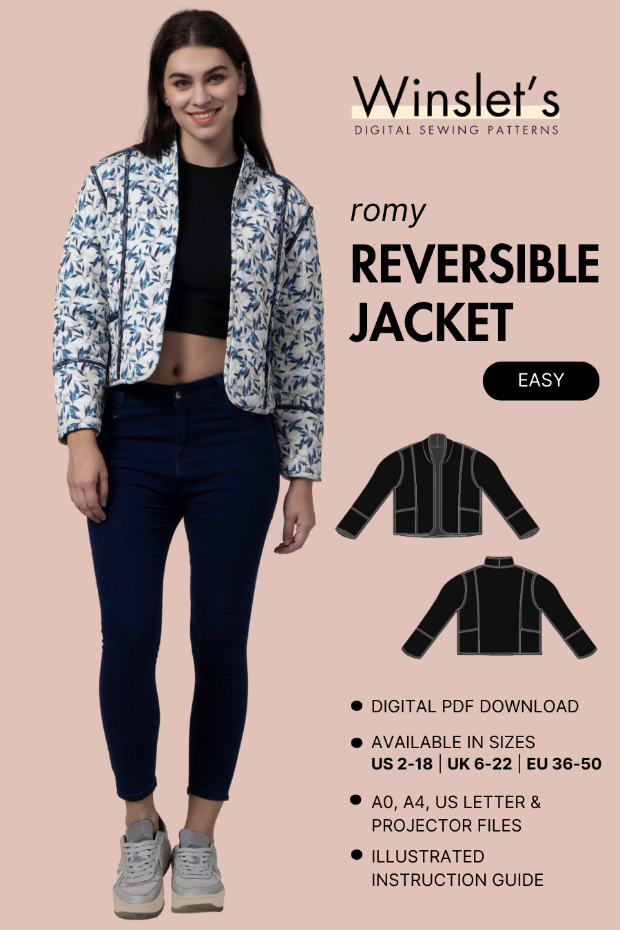 Reversible Quilted Jacket Sewing Pattern 'Romy'