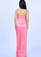 Back view of the 'Robin' slit dress sewing pattern, highlighting the adjustable spaghetti straps and sleek design.