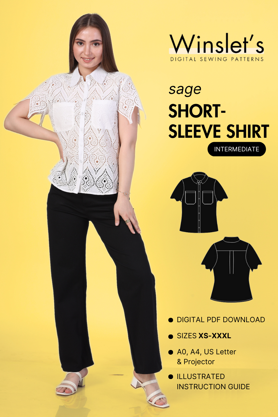 Short Sleeve Shirt Sewing Pattern 'Sage'