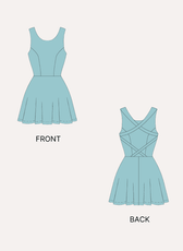 2D illustrations for swim dress with layered front and back design