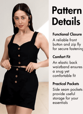 Pattern details showing functional front closure and practical pockets