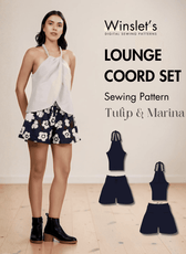 Lounge Coord Set sewing pattern with braided halter top and drawstring shorts