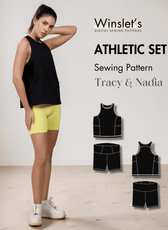 Athletic set sewing pattern with tank top and biker shorts