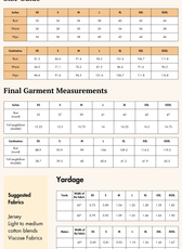 the size guide for a cropped blouse designed with winslets patterns