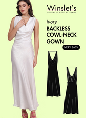 Backless Cowl Neck Gown Sewing Pattern 'Ivory'