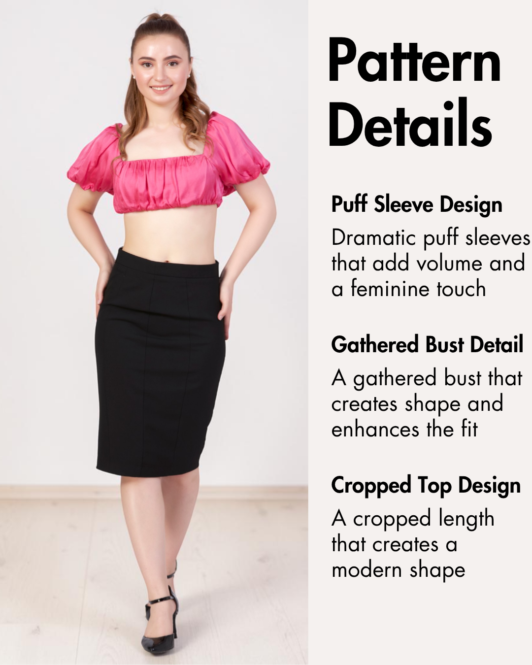 Puff Sleeve Crop Top Sewing Pattern 'Hollie'