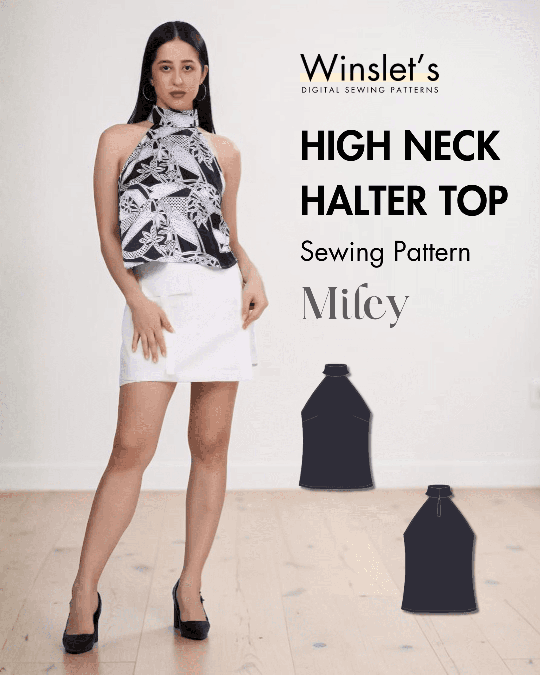 High Neck Halter Top Sewing Pattern 'Miley'