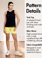 Pattern details of Athletic set sewing pattern with tank top and biker shorts